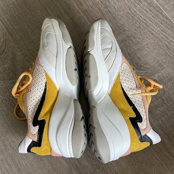 GEOX RESPIRA Yellow Cream White Pink Wedge Sneaker Women’s Size 6 - Picture 5 of 9
